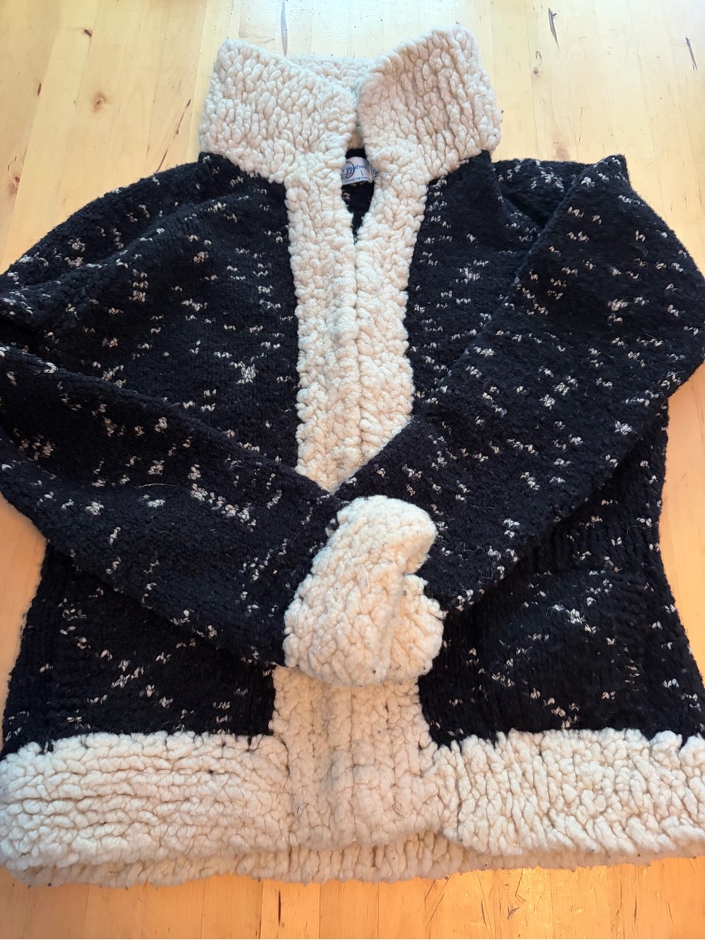 Cozy Wool Black & Cream Cardigan